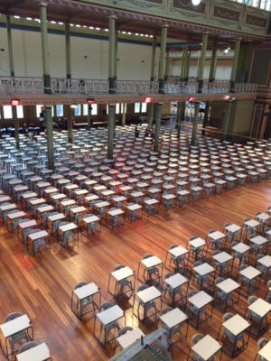 Examination Desks, Tables & Chairs for rent at Royal Exhibition Building Melbourne
