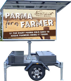 Standard definition Solar Powered mobile outdoor LED advertising sign with solar powered screen - Parma for a Farmer