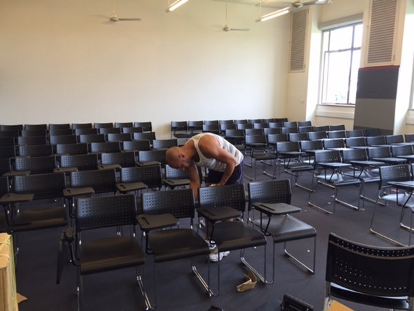 Sydney University Temporary Classroom Student Lecture Theatre Chair Hire - delivered, set-up, installed and removed