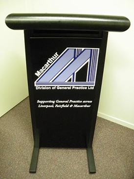 MAC Lecterns with Company Logos