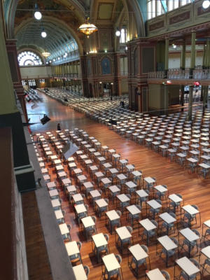 Exam Tables, Desks & Chairs for hire at Royal Exhibition Building Melbourne